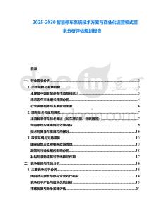 2025-2030智慧停車系統(tǒng)技術(shù)方案與商業(yè)化運營模式需求分析評估規(guī)劃報告