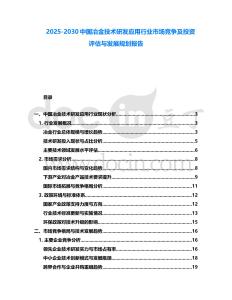 2025-2030中國(guó)冶金技術(shù)研發(fā)應(yīng)用行業(yè)市場(chǎng)競(jìng)爭(zhēng)及投資評(píng)估與發(fā)展規(guī)劃報(bào)告