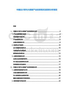 中國云計算與大數(shù)據(jù)產(chǎn)業(yè)投資現(xiàn)狀及前景分析報告