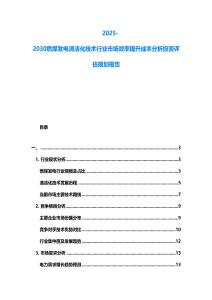 2025-2030燃煤發(fā)電清潔化技術(shù)行業(yè)市場效率提升成本分析投資評估規(guī)劃報(bào)告