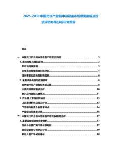 2025-2030中國光伏產業鏈中游設備市場供需剖析及投資評估布局分析研究報告