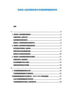 財政收入政府預算控制與市場營銷策略規劃研究