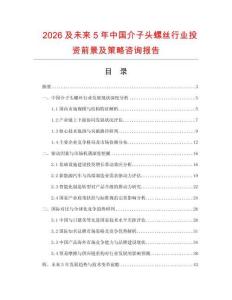 2026及未來5年中國介子頭螺絲行業(yè)投資前景及策略咨詢報告