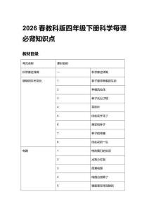 2026春教科版四年級(jí)下冊(cè)科學(xué)每課必背知識(shí)點(diǎn)（附目錄）