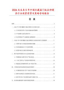2026及未來5年中國冷藏箱門板拉伸模具行業投資前景及策略咨詢報告