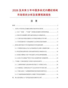 2026及未來(lái)5年中國(guó)多塊式內(nèi)螺紋球閥市場(chǎng)現(xiàn)狀分析及前景預(yù)測(cè)報(bào)告