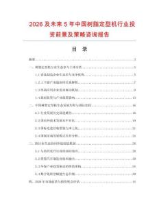 2026及未來5年中國樹脂定型機行業(yè)投資前景及策略咨詢報告