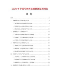 2026年中國毛刺偽裝服數(shù)據(jù)監(jiān)測報告