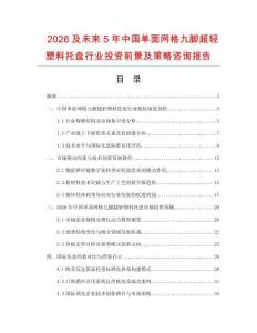 2026及未來5年中國(guó)單面網(wǎng)格九腳超輕塑料托盤行業(yè)投資前景及策略咨詢報(bào)告
