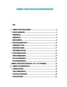 中國(guó)銀礦開采權(quán)市場(chǎng)化交易與投資價(jià)值評(píng)估研究
