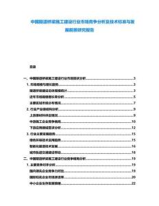中國隧道橋梁施工建設(shè)行業(yè)市場競爭分析及技術(shù)標(biāo)準(zhǔn)與發(fā)展前景研究報告