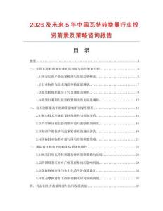 2026及未來5年中國瓦特轉換器行業投資前景及策略咨詢報告