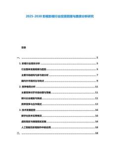 2025-2030影視影視行業(yè)投資回報與票房分析研究