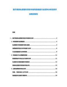 醫療美容私密整形項目市場風險規避行業競爭分析投資評估規劃報告