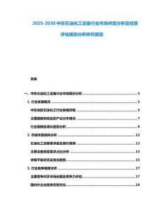 2025-2030中東石油化工設備行業市場供需分析及投資評估規劃分析研究報告