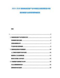 2025-2030智能制造設(shè)備產(chǎn)業(yè)市場前沿深度洞察及市場趨勢展望與運營管理策略報告