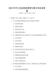 2025年中小企業財務管理與審計考試及答案