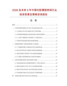 2026及未來5年中國襯膠薄型閘閥行業投資前景及策略咨詢報告