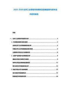 2025-2030化學工業領域市場調研及發展趨勢與資本運作研究報告