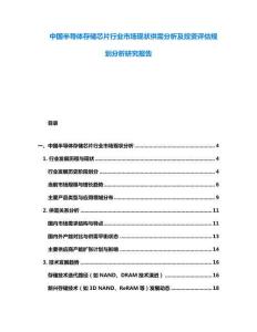 中國半導體存儲芯片行業市場現狀供需分析及投資評估規劃分析研究報告