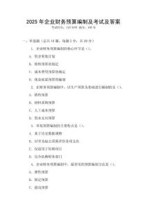 2025年企業財務預算編制及考試及答案