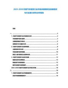 2025-2030印度汽車租賃行業(yè)市場詳細調(diào)研及發(fā)展現(xiàn)狀與行業(yè)潛力研究分析報告