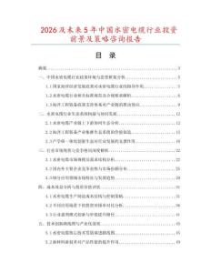 2026及未來(lái)5年中國(guó)水密電纜行業(yè)投資前景及策略咨詢報(bào)告