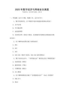2025年數字經濟與網絡安全真題