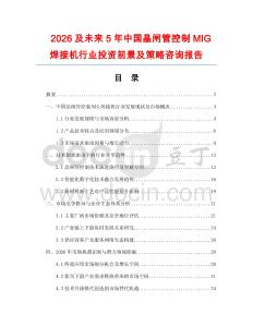 2026及未來5年中國晶閘管控制MIG焊接機行業投資前景及策略咨詢報告