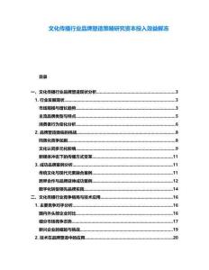 文化傳播行業品牌塑造策略研究資本投入效益解凍