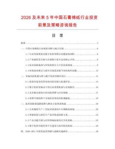 2026及未來5年中國石膏棉紙行業投資前景及策略咨詢報告