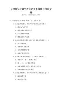鄉村振興戰略下農業產業升級路徑探討試卷