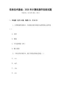 信息技術(shù)基礎(chǔ)：2025年計(jì)算機(jī)操作技能試題
