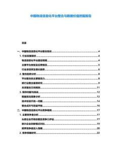 中國物流信息化平臺整合與數據價值挖掘報告