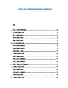 物流企業(yè)融資渠道拓展與資本運作策略分析