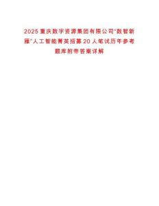2025重慶數字資源集團有限公司“數智新雁”人工智能菁英招募20人筆試歷年參考題庫附帶答案詳解