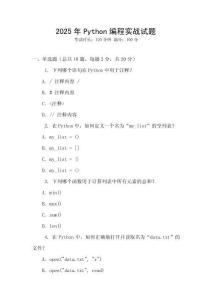 2025年P(guān)ython編程實戰(zhàn)試題