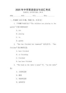 2025年中學英語語法與詞匯考試