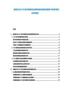 通信行業5G技術商用化應用場景投資機遇用戶需求特征分析報告