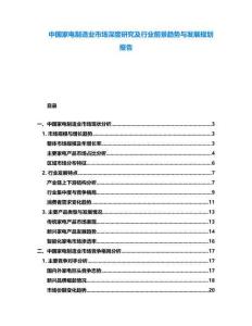 中國家電制造業市場深度研究及行業前景趨勢與發展規劃報告