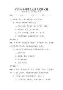 2025年中考語(yǔ)文文言文閱讀試題