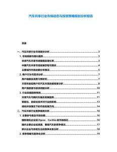 汽車共享行業市場動態與投資策略規劃分析報告