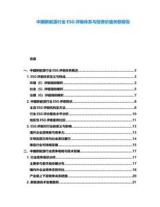 中國新能源行業(yè)ESG評(píng)級(jí)體系與投資價(jià)值關(guān)聯(lián)報(bào)告