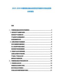 2025-2030中國民航運輸業低空經濟發展與市場化競爭分析報告