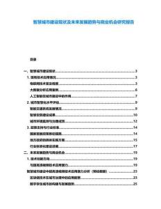 智慧城市建設現(xiàn)狀及未來發(fā)展趨勢與商業(yè)機會研究報告
