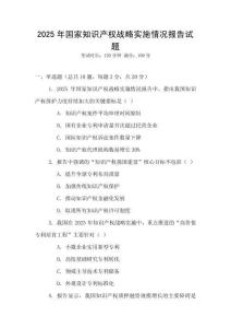 2025年國家知識產權戰略實施情況報告試題
