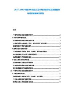 2025-2030中國汽車飾品行業市場深度調研及發展趨勢與投資策略研究報告