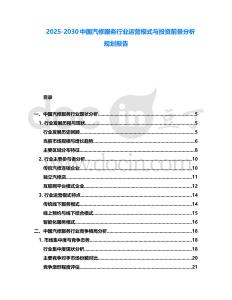 2025-2030中國汽修服務行業運營模式與投資前景分析規劃報告
