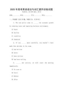 2025年高考英語(yǔ)語(yǔ)法與詞匯提升訓(xùn)練試題