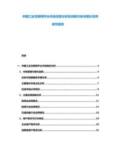 中國工業互聯網平臺市場深度分析及創新方向與增長空間研究報告